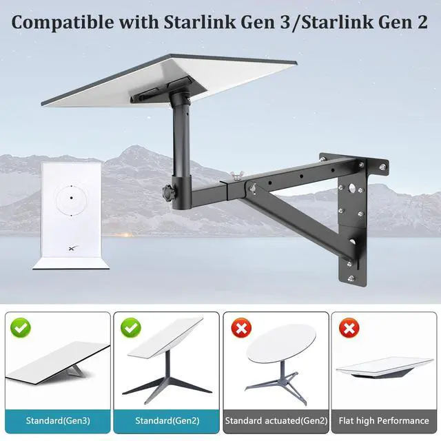 Alt view image 2 of 5 - Starlink Gen 3 Mount Kit - Adjustable Range 13-26 in, Long & Roof Mounting Kit for Gen 3 Standard Dish, Compatible with Gen3/V3 Starlink Dish Satellites