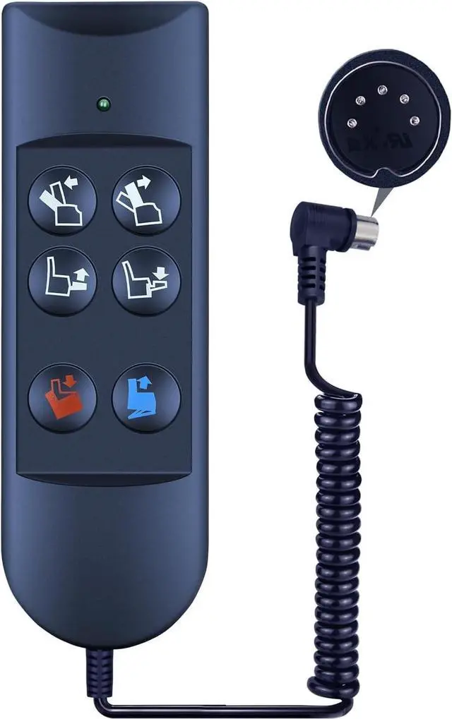 Main image of 6 Button 5 Pin Hand Remote Control for Lift Chair or Power Recliner, Replacement Remote Handset ZK756HCL (Black)