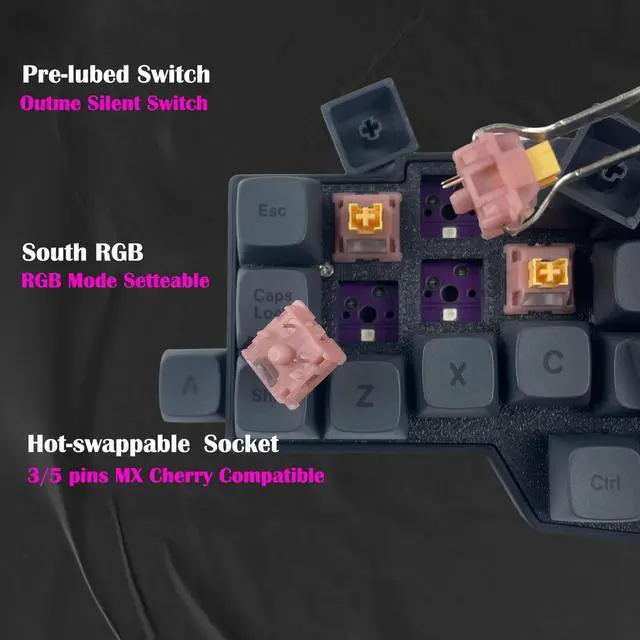 Alt view image 3 of 5 - SZRKBD Corne V4.1 Ergonomic Split Mechanical Keyboard Wired 40% Layout Hot-Swappable QMK/Vial Programmable RGB Backlit PBT XDA Keycap