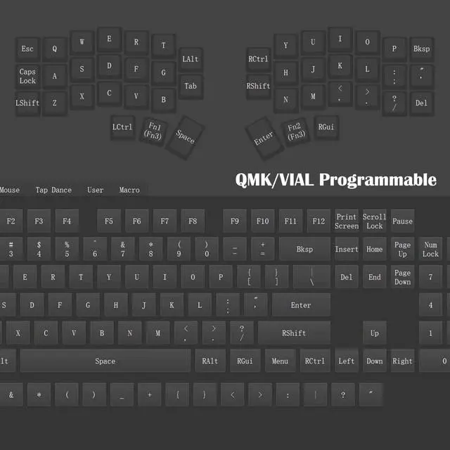 Alt view image 5 of 5 - SZRKBD Corne V4.1 Ergonomic Split Mechanical Keyboard Wired 40% Layout Hot-Swappable QMK/Vial Programmable RGB Backlit PBT XDA Keycap