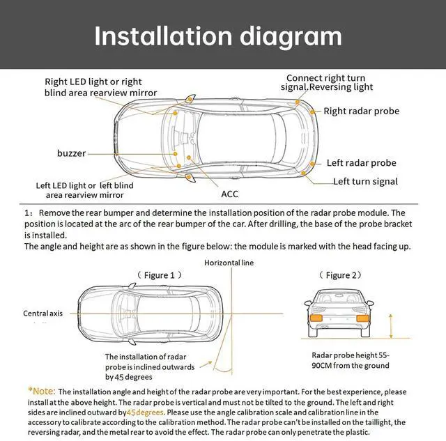 Alt view image 5 of 5 - BY-J Blind Spot Monitoring System, 24GHz Millimeter Wave Radar Universal Car Blind Spot Detection System, Reversing Radar Parking System