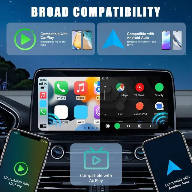 Alt view image 4 of 5 - Wireless Car Adapter 3-in-1 Auto Adapter Converts Wired to Wireless with USB a to C Connector Plug and Play for Stable Phone Connection Navigation and Voice Control