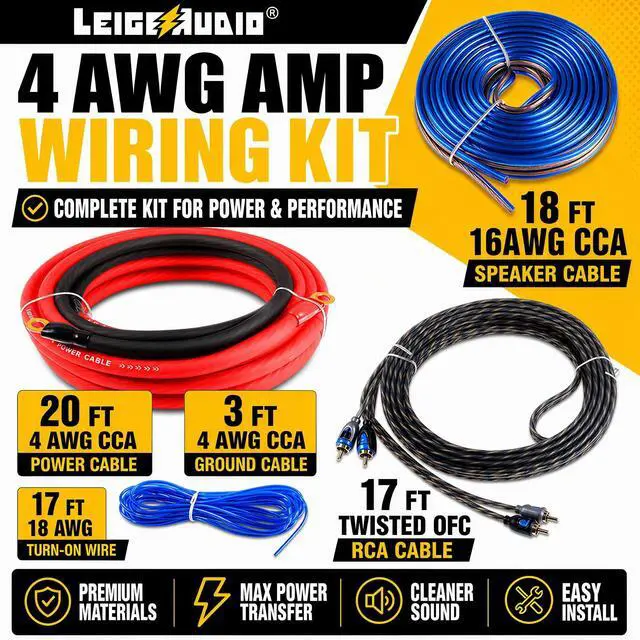 Alt view image 2 of 5 - 4 Gauge Amp Wiring Kit Ture 4 AWG Amplifier Installation Wiring Kit - Car Subwoofer Wiring Kit Helps You Make Connections and Brings Power to Your Radio, Subwoofer and Speakers