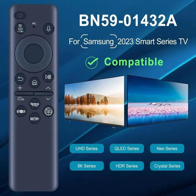 Alt view image 2 of 5 - BN59-01432A Solar Voice Remote Replacement for Samsung TV with Bluetooth Rechargeable Solar Cell, Compatible with Samsung The Frame Crystal UHD Series Neo QLED 8K HDR Ultra HD Smart TVs, V