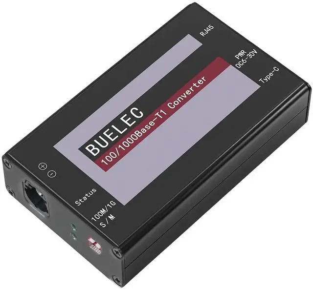Main image of BUELEC 100/1000Base-T1-TX-HMTD Automotive Ethernet Media Converter - 100/1000BASE-T1 to TX Adapter, Marvell 88Q2112 & Realtek RTL8211FI Phy, HMTD Connector, Industrial Grade Type-C/DC Power