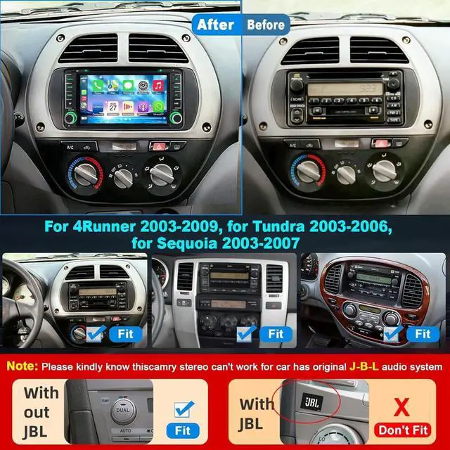 Alt view image 2 of 5 - 7 Inch Car Radio for Toyota 4Runner 2003-2009, for Tundra 2003-2006, for Sequoia 2003-2007, Car Stereo with CD/DVD Player- CarPlay & Android Auto,Bluetooth & FM Radio