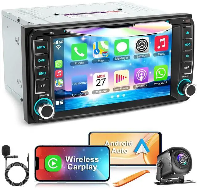 Main image of 7 Inch Car Radio for Toyota 4Runner 2003-2009, for Tundra 2003-2006, for Sequoia 2003-2007, Car Stereo with CD/DVD Player- CarPlay & Android Auto,Bluetooth & FM Radio