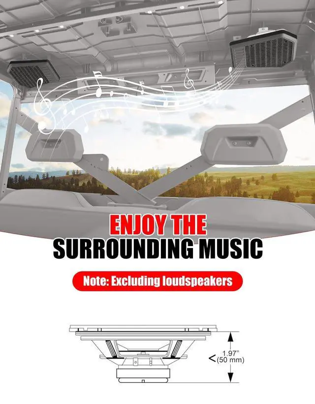 Alt view image 3 of 5 - XATVXUTV Rear Roof Speaker Pod Enclosures for Polaris Ranger XP 1000, UTV Sport 6.5" Speaker Holders for Ranger XP 1000 Crew 2019 2020 Accessories (2PCS, Replace #5454646, 5265150, 5265149)