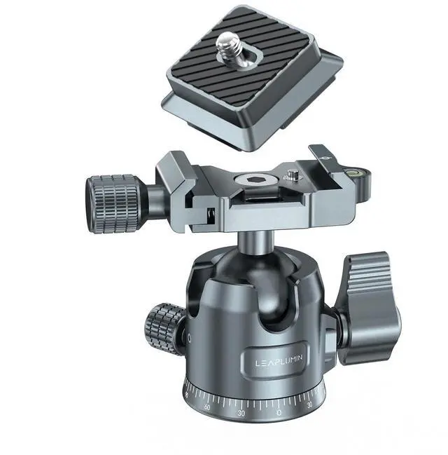 Main image of Dual U-Shaped Slots Tripod Ball Head, 360 Rotating Panoramic Ball Head with Arca-Swiss Quick Release and Bubble Level, for Tripod, Monopod, Slider and Laptop Tripod Mount, Max Load 11 lb/5 kg