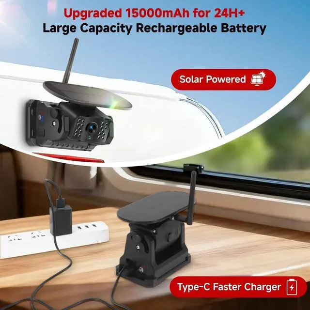 Alt view image 3 of 5 - Venluna Dual Wireless Magnetic Backup Camera with 7 1080P HD 4CH Monitor