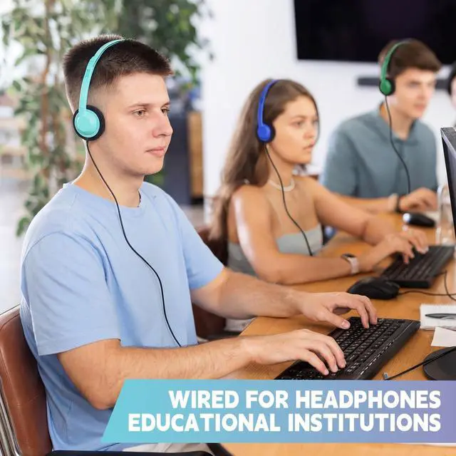 Alt view image 5 of 5 - Yunsailing 30 Pack Bulk Headphones Set Over Ear Headphones with Adjustable Headband 3.5mm Plug Headsets Earphones for Learning Program, Computer Lab, Library, Testing & Multimedia Use (Colorful)