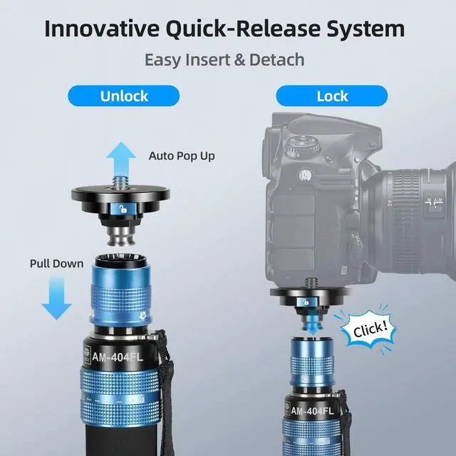 Alt view image 2 of 5 - SIRUI AM-404FL Camera Monopod with Feet, 74.8 Inch Aluminum Video Monopod with Removable Base, Slim and Lightweight, Max Load 26.4lbs, 360Panorama Panning, 4-Section for Canon Nikon Sony