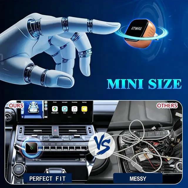 Alt view image 4 of 5 - Etwre Wireless CarPlay Adapter 2026 for iPhone iOS 10+ 98% Compatible with Factory Wired CarPlay 2016+, 2.4G/5G Dual Band, No App Required, Plug & Play Auto Reconnect
