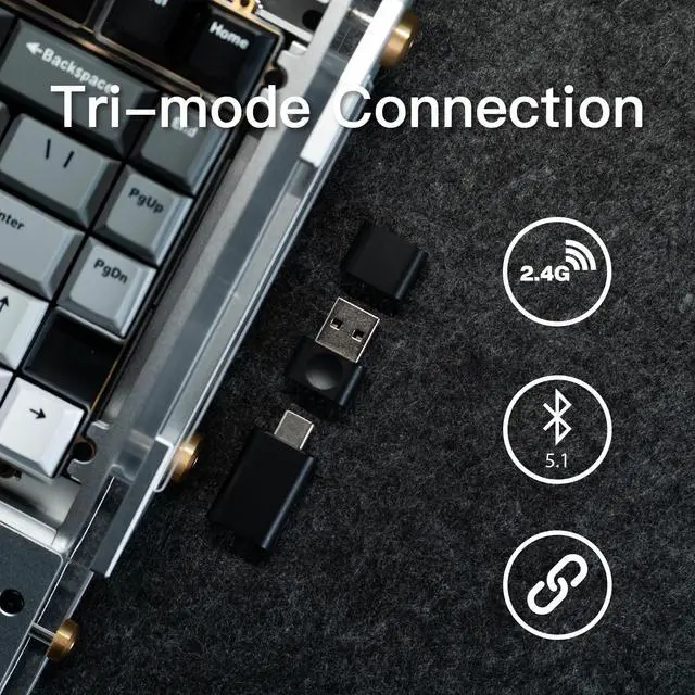 Alt view image 2 of 5 - DRY STUDIO Black Diamond 75 v2 RGB Wireless Mechanical Gaming Keyboard, 2.4G 2ms Latency, Tri-Mode Connection, Leaf Spring Mount, Custom Internals, Hotswapable Switch