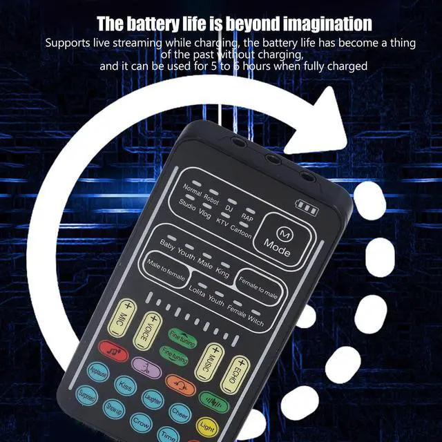 Alt view image 5 of 5 - Voice Changer Set, I9 Multifunction Portable Recording Mini Sound Card, 8+8 Different Sounds Effects for Phone Computer Tablet, Game Music Recording