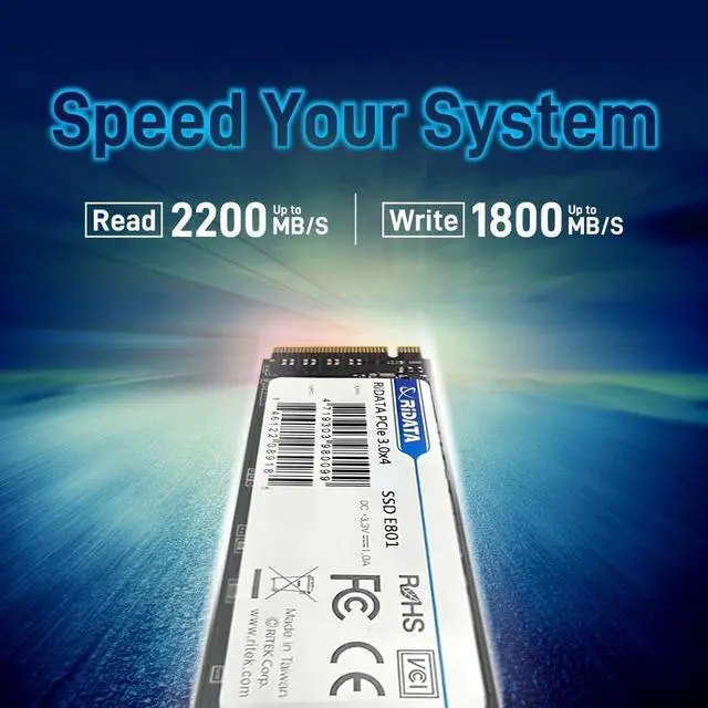 Alt view image 4 of 5 - Ridata E801 1TB NVMe M.2 PCIe Gen3x4 2280 SSD Internal Solid State Drive 3D NAND Read Upto 2200MB/s Write Upto 1800MB/s
