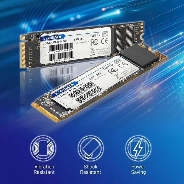 Alt view image 3 of 5 - Ridata E801 1TB NVMe M.2 PCIe Gen3x4 2280 SSD Internal Solid State Drive 3D NAND Read Upto 2200MB/s Write Upto 1800MB/s