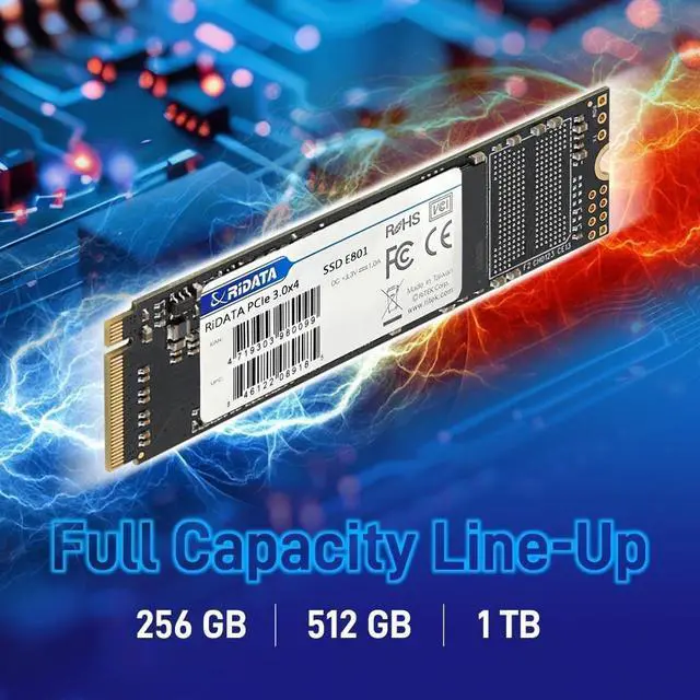 Alt view image 5 of 5 - Ridata E801 1TB NVMe M.2 PCIe Gen3x4 2280 SSD Internal Solid State Drive 3D NAND Read Upto 2200MB/s Write Upto 1800MB/s