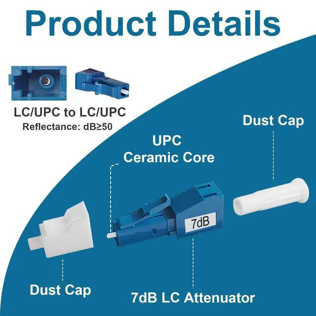 Alt view image 3 of 5 - PklzNet 10PCS 7dB LC-UPC Fiber Optical attenuators Single Mode, Male to Female singal Attenuation Connector Fixed Direct Insert Adapter