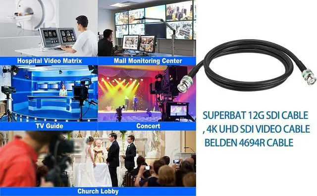 Alt view image 5 of 5 - Superbat 50ft 4K UHD SDI BNC Cable 75ohm Belden 4694R 6G/12G-SDI 4K/8K Video Cable for Blackmagic Design, AJA, Grass Valley, Evertz, Marshall, Cobalt Digital, Atomos, Postium, AVID, Decimator