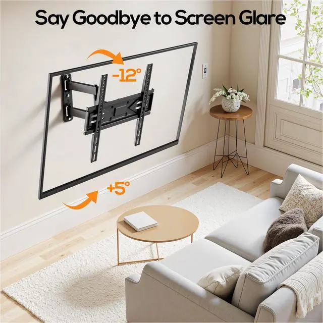 Alt view image 3 of 5 - IWORKBOARD 40 43 50 55 inch Full Motion Corner TV Wall Mount for Most 32-65 inch Flat & Curved TVs, Articulating Swivel & Tilt TV Mount Bracket, up to 80 lbs,VESA 400x400mm, Single Stud Perfect Center