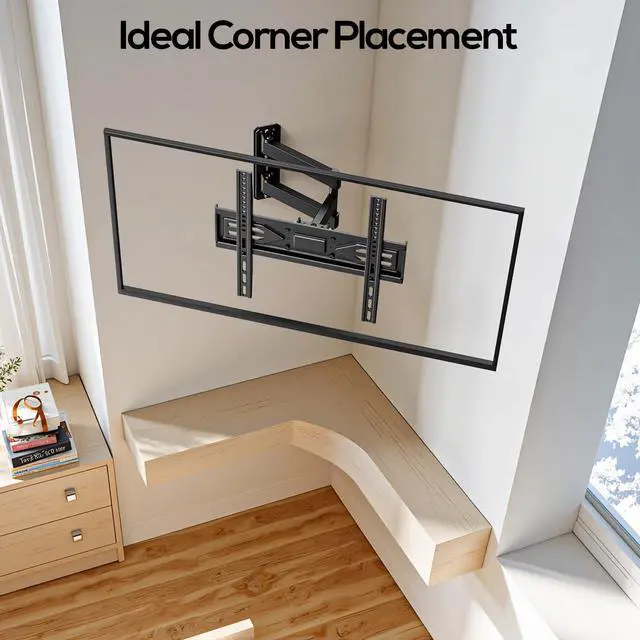Alt view image 5 of 5 - IWORKBOARD 40 43 50 55 inch Full Motion Corner TV Wall Mount for Most 32-65 inch Flat & Curved TVs, Articulating Swivel & Tilt TV Mount Bracket, up to 80 lbs,VESA 400x400mm, Single Stud Perfect Center