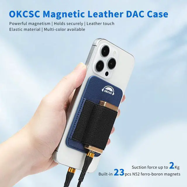 Alt view image 2 of 5 - okcsc Magnetic DAC Case, DAC Pocket, Cell Phone Back Clip DAC accesorries, Black Double Pocket ^^ 2kg Strong Hold ^^ PU Leather + Elastic Storage, Black Double Bag