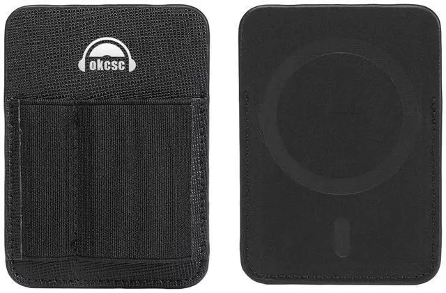 Main image of okcsc Magnetic DAC Case, DAC Pocket, Cell Phone Back Clip DAC accesorries, Black Double Pocket ^^ 2kg Strong Hold ^^ PU Leather + Elastic Storage, Black Double Bag