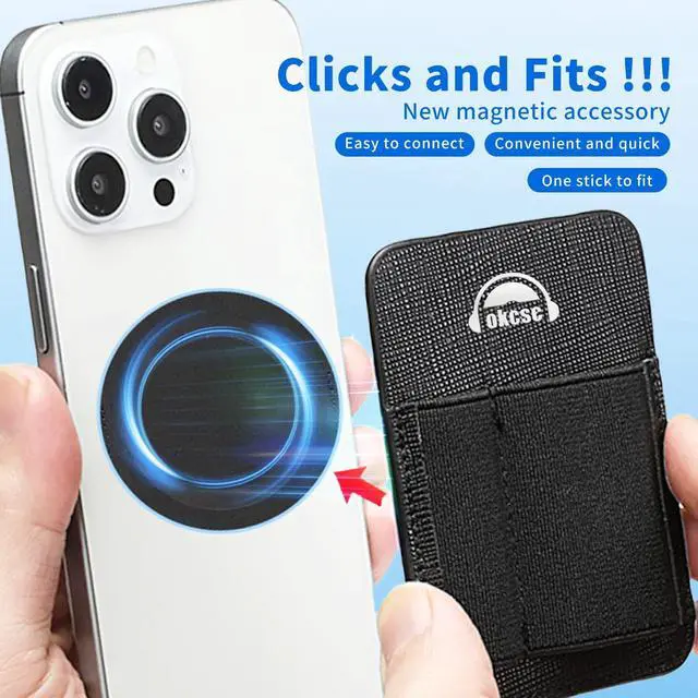 Alt view image 3 of 5 - okcsc Magnetic DAC Case, DAC Pocket, Cell Phone Back Clip DAC accesorries, Black Double Pocket ^^ 2kg Strong Hold ^^ PU Leather + Elastic Storage, Black Double Bag