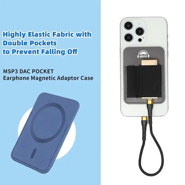 Alt view image 4 of 5 - okcsc Magnetic DAC Case, DAC Pocket, Cell Phone Back Clip DAC accesorries, Black Double Pocket ^^ 2kg Strong Hold ^^ PU Leather + Elastic Storage, Black Double Bag