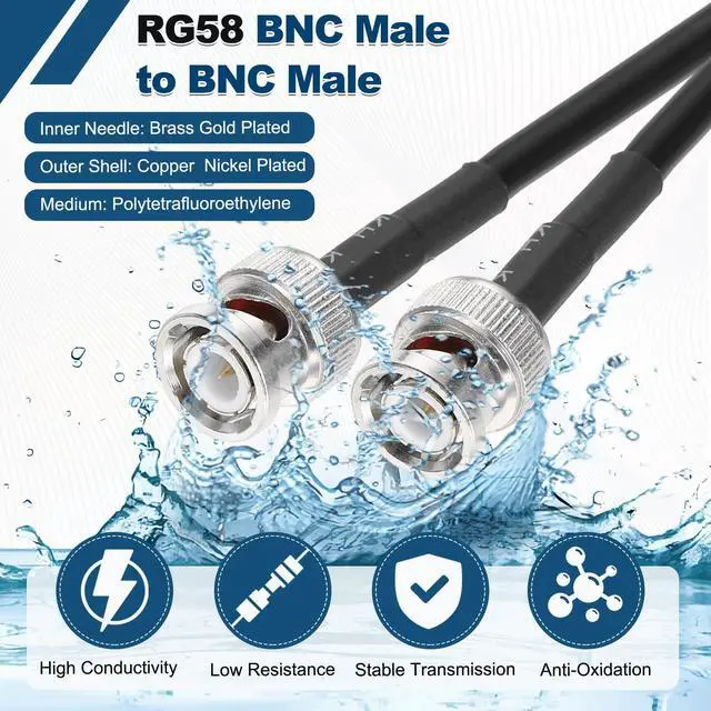 Alt view image 3 of 5 - MECCANIXITY RG58 Coaxial Cable with BNC Male to BNC Male Connectors 50 Ohm 4ft 4pcs