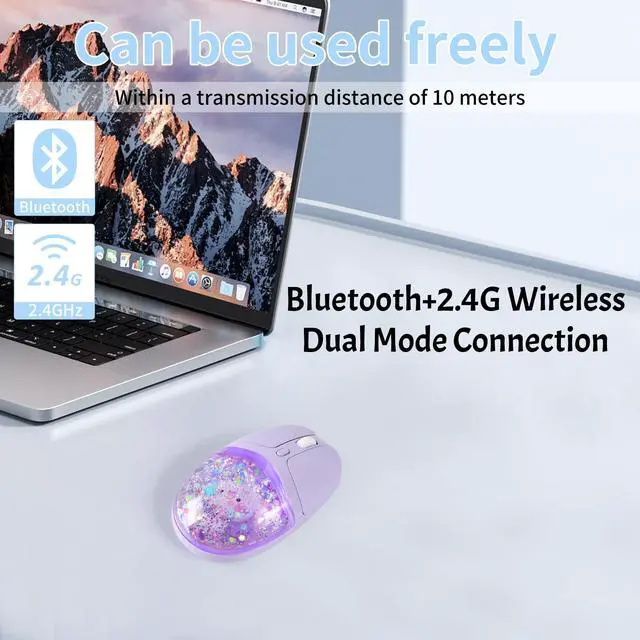 Alt view image 2 of 5 - Bluetooth Wireless Mouse,Creative Floating Cartoon Rabbit Animal Mice,RGB Backlit Rechargeable Triple Mode(Dual Bluetooth+USB) Computer Silent Mouse with USB Receiver for Laptop/MacBook/iPad/PC