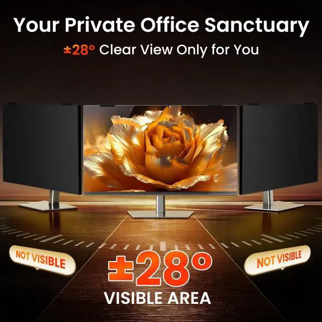Alt view image 4 of 5 - AEGIVIXE Magnetic Monitor Privacy Screen 24 inch for Frameless/Thin Bezel Computer 16:9 Aspect Ratio, Hanging Anti Blue Light Shield Eye Protection, 24in Removable Anti-Impact Privacy Protector Film