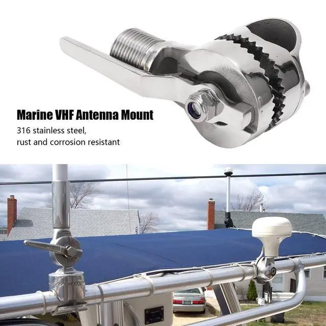 Alt view image 4 of 5 - Acouto Adjustable Ratchet Base Mount Marine VHF Antenna Mount 316 Stainless Steel Adjustable Ratchet Mount for 7/8 to 1in Rails