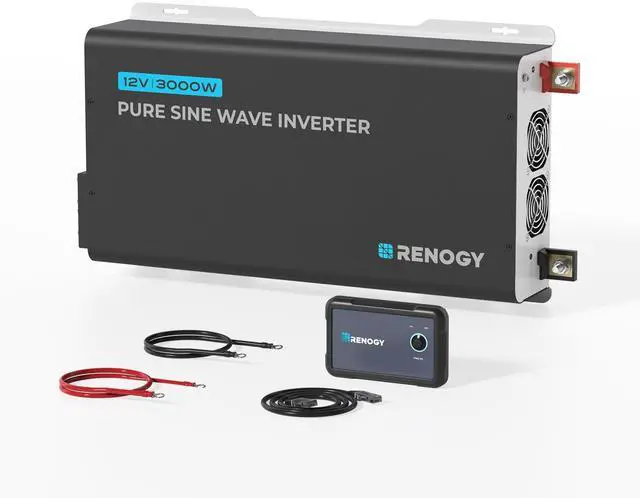 Main image of 3000W Pure Sine Wave Inverter, Car Power Inverter 12V to 120V Converter for Solar, RV, Truck, Camping, Home, Built-in UPS Transfer Switch & Bluetooth, 92% Conversion Efficiency, 6000W Peak Power