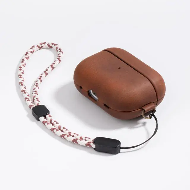 Alt view image 2 of 5 - RIXENY Genuine Leather Case for AirPods Pro 2 (2nd Gen), Retro Crazy Horse Leather Cover for Vintage Lovers & Adventurers, Back Sync Button, D-Ring with Hand Strap, Wireless Charging,