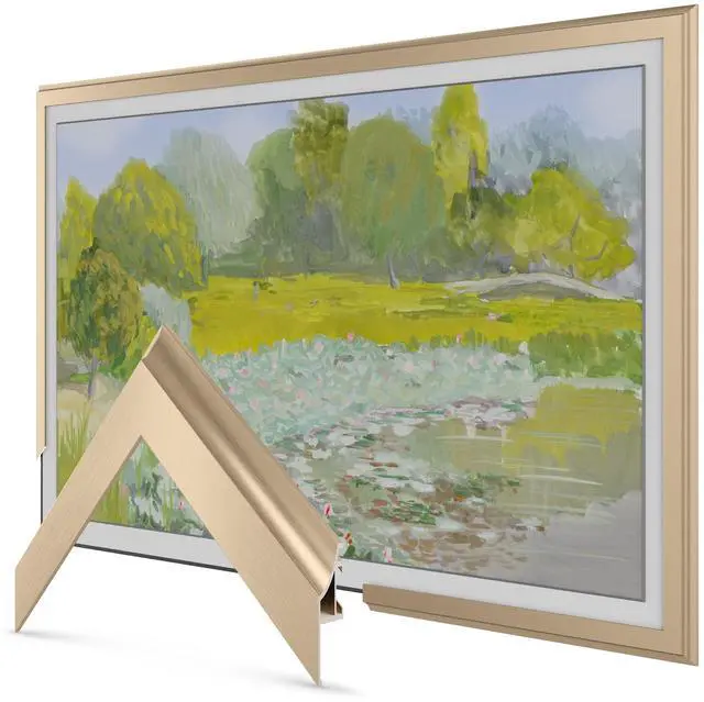 Main image of Pale Gold Scoop 43" Alloy Deco TV Frame - Compatible ONLY with Samsung The Frame TVs (Fits 2021-2026, LS03A, LS03B, LS03C, LS03D, LS03FA)