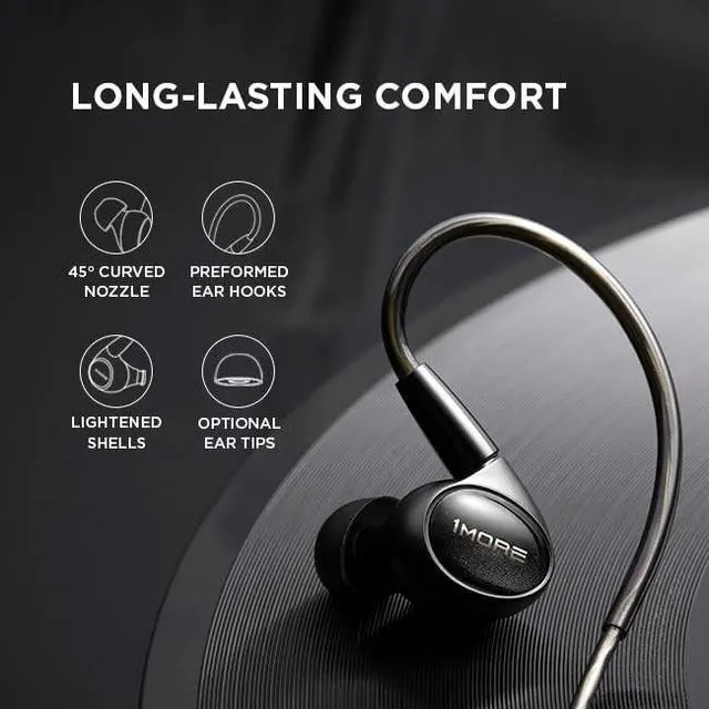 Alt view image 5 of 5 - 1MORE Penta Driver Wired in-Ear Earphones, Hi-Res Certified Hybrid Multi-Driver Headphones with HiFi Sound, Detachable MMCX Connector, MEMS Mic and 3-in-1 Control, for Smartphones, PC, Tablet
