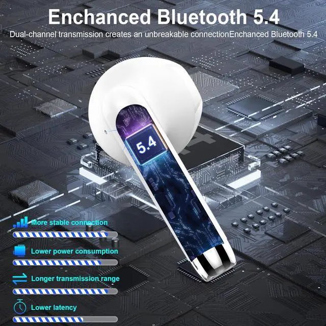 Alt view image 4 of 5 - Wireless Earbuds, Bluetooth Headphones, Stereo Bass Ear Buds with ENC Noise Cancelling Mics,42H Bluetooth Earbuds with LED Display Charging Case, IP7 Waterproof Earphones for Android iOS/Glass