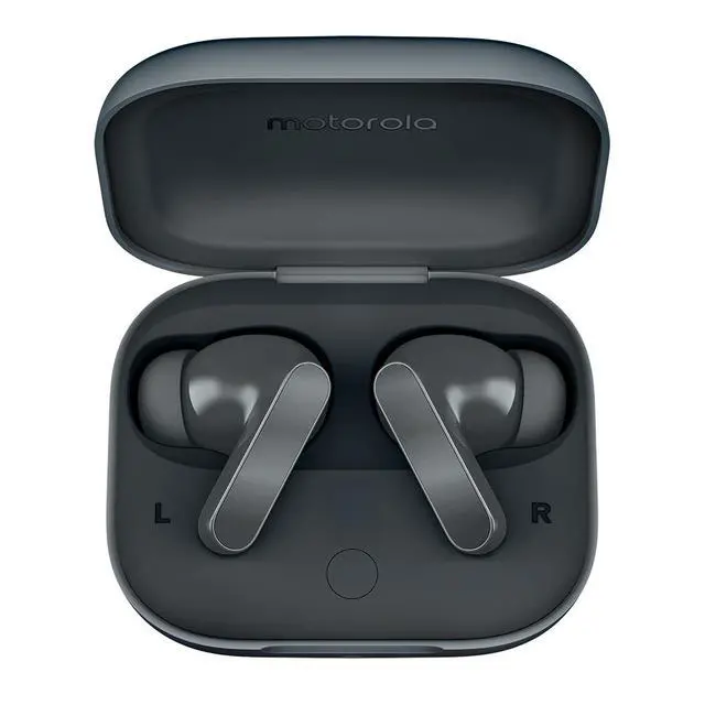 Alt view image 2 of 5 - Motorola Moto Buds Bass XT2443-1 Dynamic ANC, Triple Microphone Array, Bluetooth 5.3, IP54 Water & Dust Resistant, Dolby Atmos Audio (Pantone Dark Shadow)