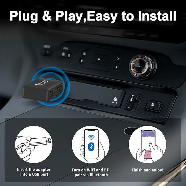 Alt view image 5 of 5 - 2 in 1 Wireless CarPlay & Android Auto Adapter, Plug & Plug Auto Connect No Delay, Converts Wired to Wireless for Factory Wired Cars from 2016+, Compatible for iPhone & Android Phone, US