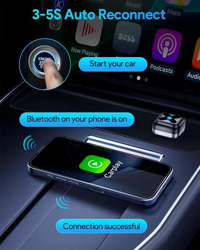 Alt view image 5 of 5 - Visoud Ultra-Mini Wireless CarPlay Adapter