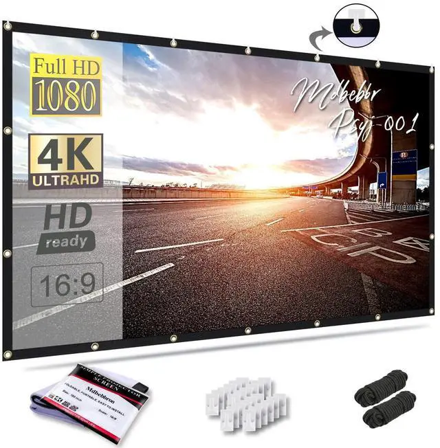 Main image of Mdbebbron 120 inch Projector Screen 16:9 Foldable Anti-Crease Portable Projector Movies Screens for Home Theater Outdoor Indoor Support Double Sided Projection