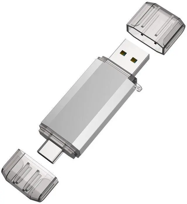 Main image of RAOYI 128GB USB C Flash Drive, 2 in 1 USB 3.0 Type C Dual OTG Metal Thumb Drive Jump Drive Memory Stick with Keychain Suitable for USB-C Smartphones, MacBook, Computers and Tablets (Silver)