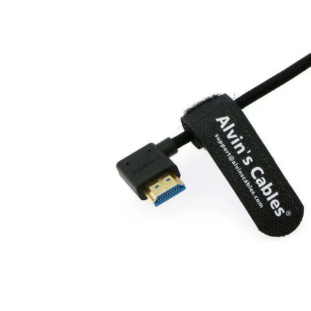 Alt view image 2 of 3 - Alvin's Cables 8K 2.1 HDMI High Speed Straight to Left Angle Braided Coiled Cable for Atomos Ninja V, Portkeys BM5, for Feelworld Monitor, for Canon C300, Z CAM E2, for Sony FS5^^ FS7^^ A7S3 Cameras