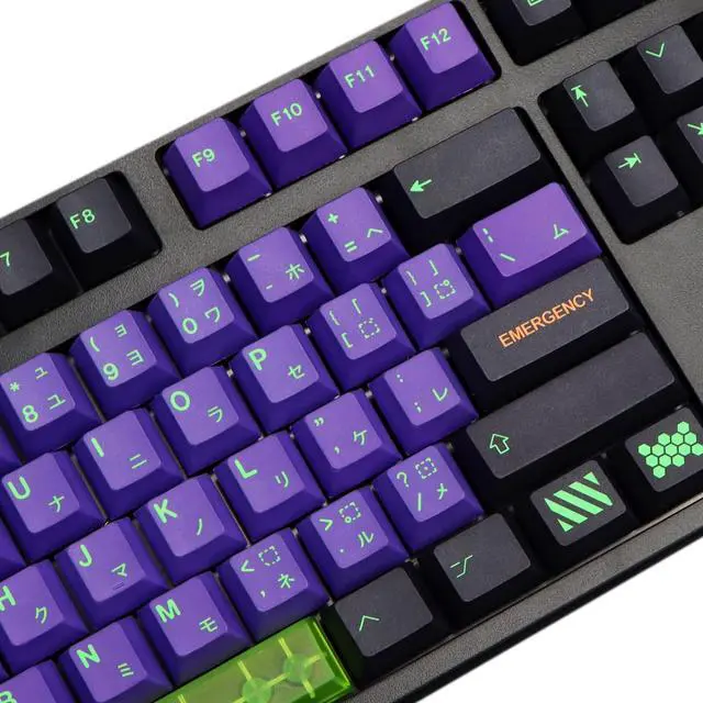 Alt view image 3 of 5 - Keycaps Purple Black Keycaps, MOLGRIA 134 Set Unit-01 Key Caps for Gaming Keyboard, PBT Cherry Profile Dye Sublimation Keycap for Gateron Kailh Cherry MX 104/87/74/61 60 and 75 Percent Keyboard