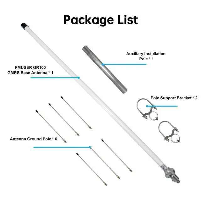 Alt view image 4 of 5 - FMUSER UV100 Dual Band Base Antenna,41 Inch 144/430MHz Fiberglass Ham Radio Antenna for Ham Radio Base Station