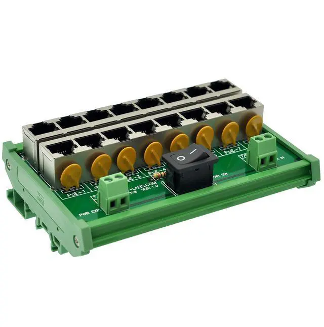 Alt view image 5 of 5 - CZH-LABS DIN Rail Mount 8 Ports Passive RJ45 PoE Power Injection Board, Power Over Ethernet Injector Module.