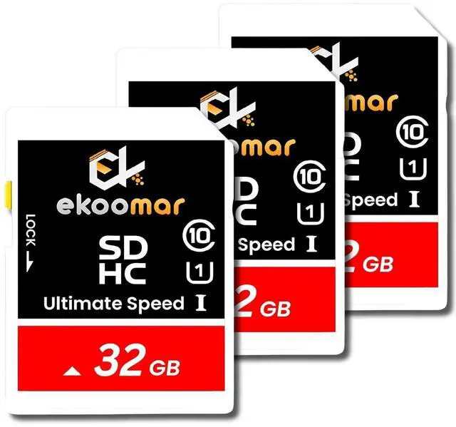 Main image of Ekoomar Card - Class 10, High-Speed Memory Card with 100MB/s for Digital Camera, Dash Cam, & Video Recording ^^ Durable & Reliable Storage for Memories, Camera Card 32GB (Pack of 3)