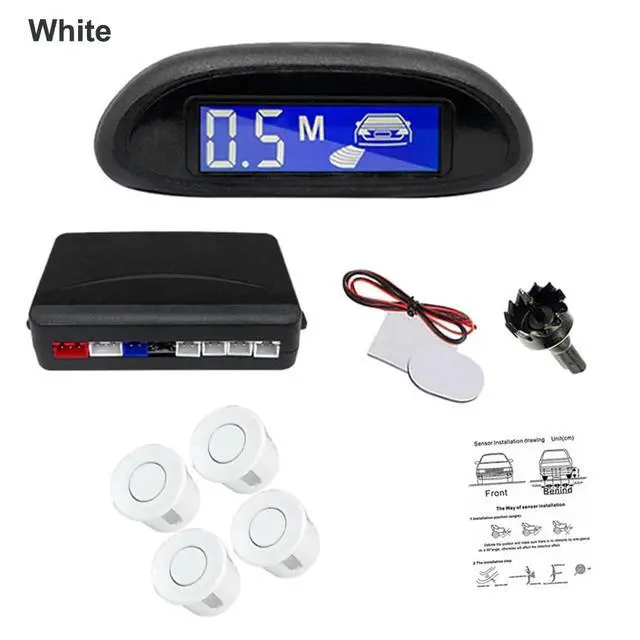 Alt view image 2 of 4 - KACEPAR 4 Sensors Car Parking Assistance Reversing Radar LED Display Sound Warning White, Car Reversing Radars System, Front/Rear LED Display 12V Car Vehicle Reverse Backup Radar System